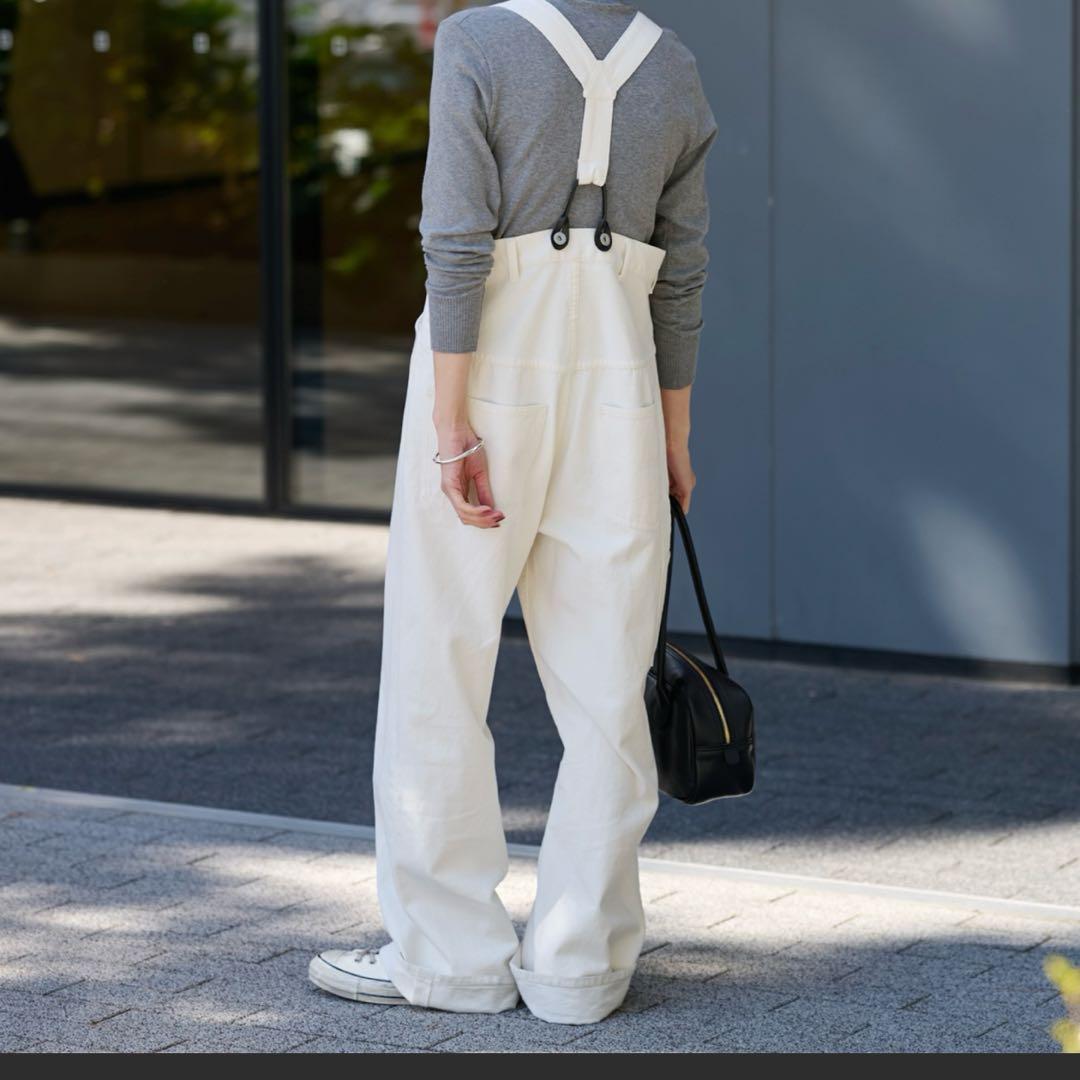 本日のみ１万円/FRAMeWORK】ペイデイ サスペンダー付きデニム ホワイト