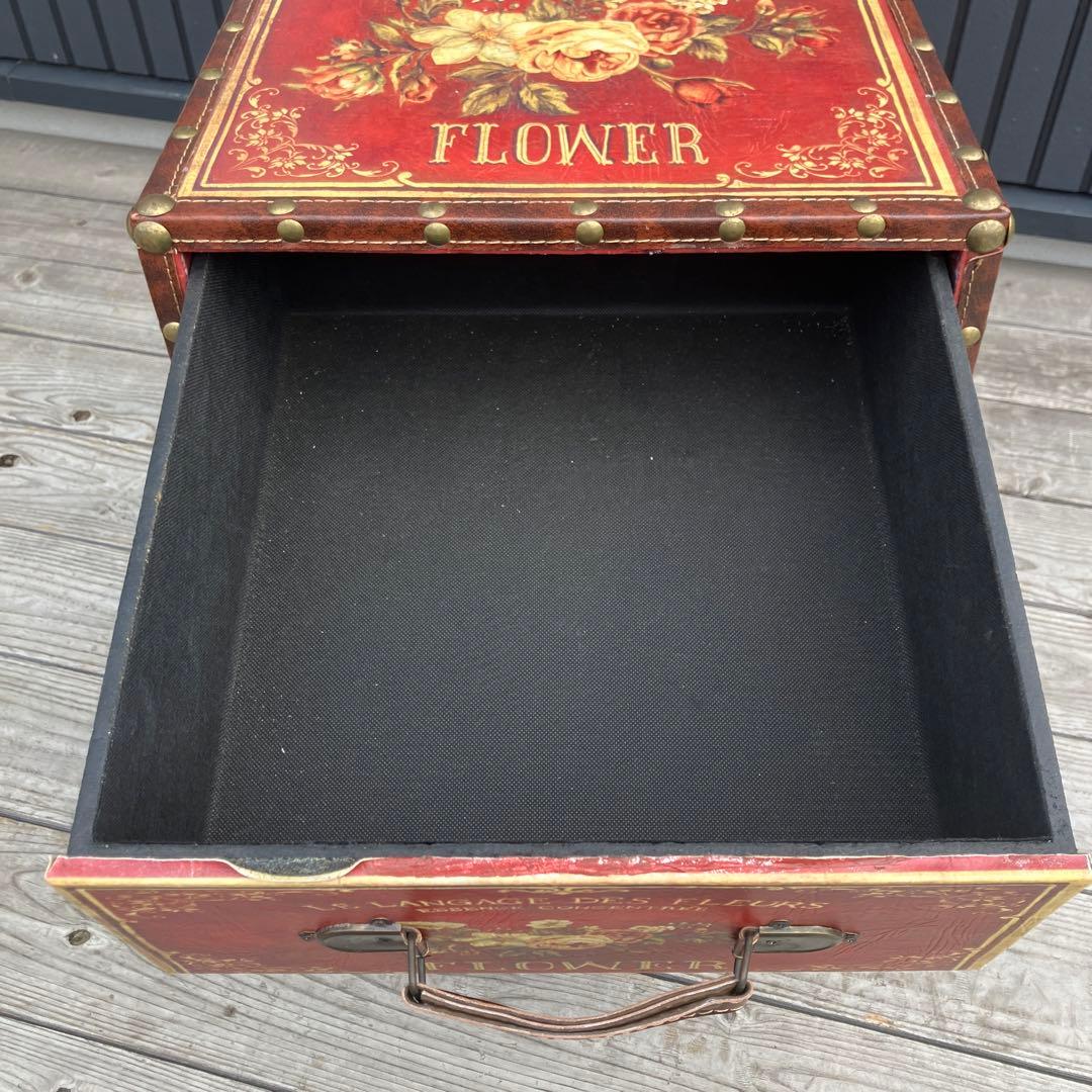 北欧レトロ アンティーク 薔薇柄ミニチェスト ナイトテーブル サイドテーブル