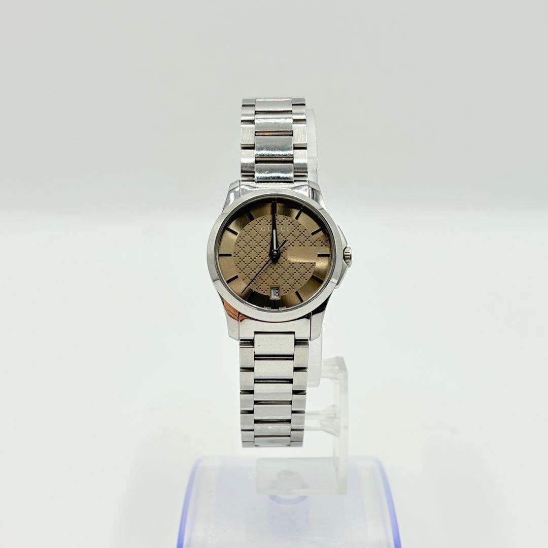 GUCCI 126.5 レディース腕時計 シルバー ベージュ文字盤