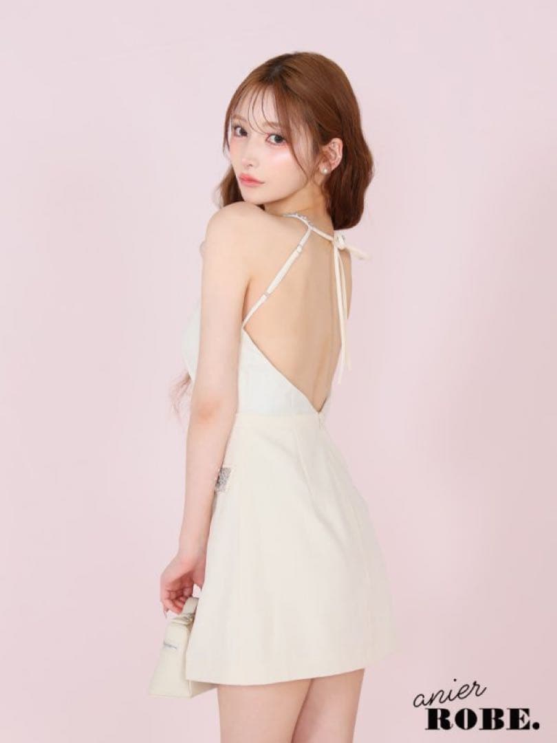 水色 ローブドフルール ミニドレス