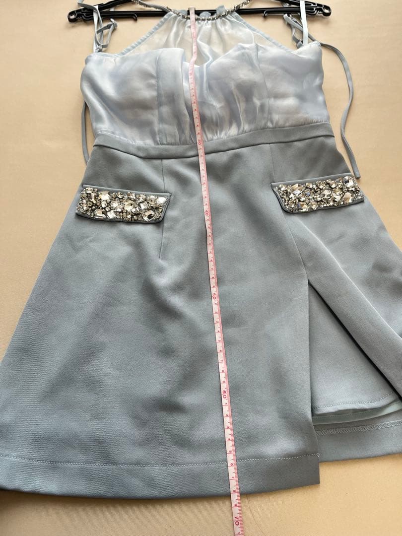 水色 ローブドフルール ミニドレス