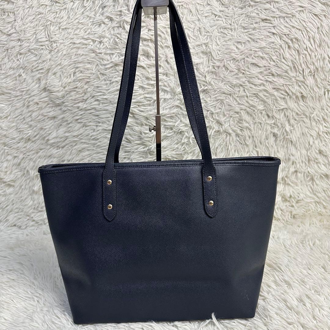 ⭐美品⭐COACH ネイビー レザートートバッグ　a4 収納 大容量 リクルート