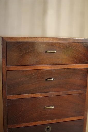 古い木製の小引き出し4段　書類棚　レターケース　古家具　古道具