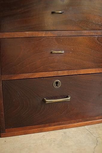 古い木製の小引き出し4段　書類棚　レターケース　古家具　古道具