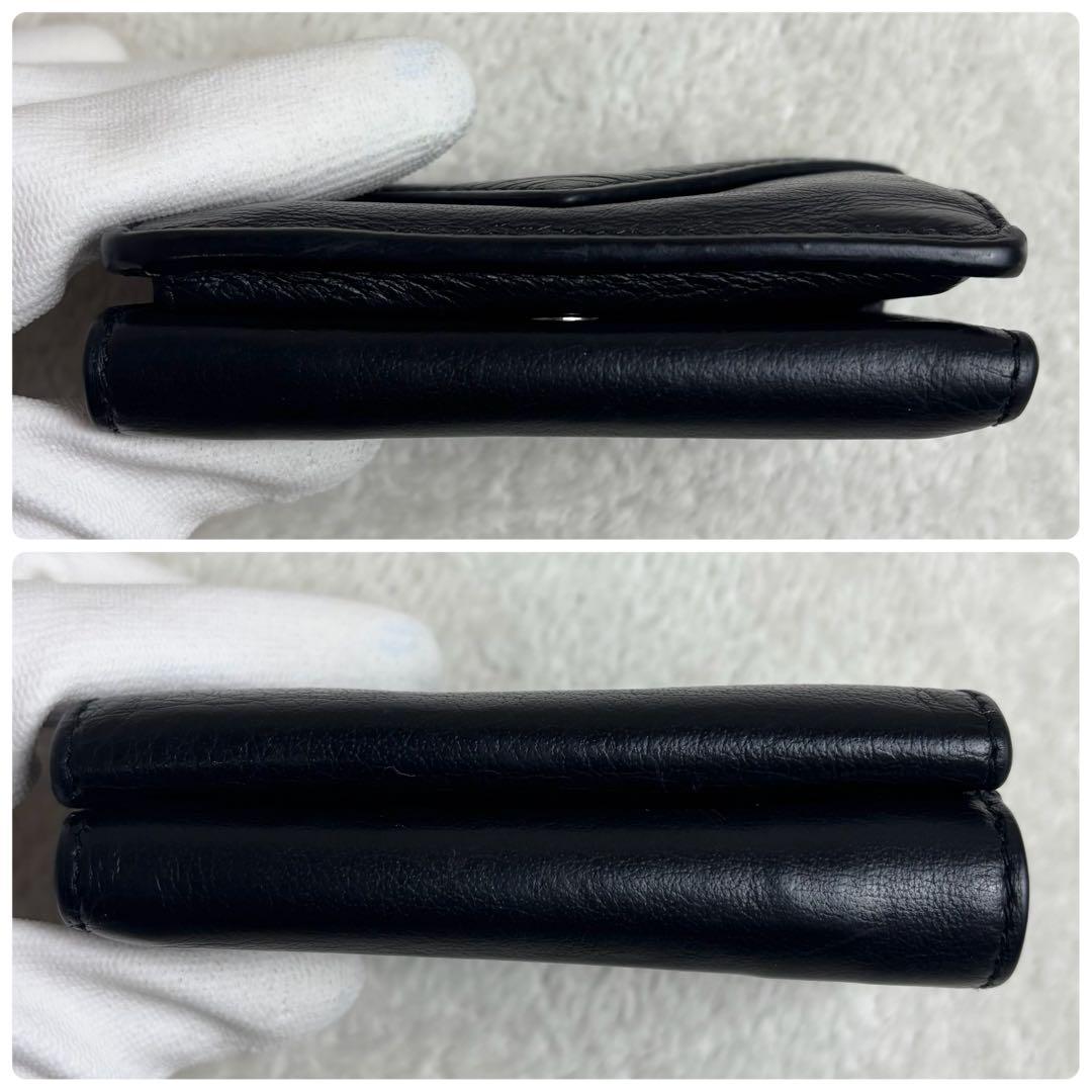 【美品✨】バレンシアガ 三つ折り財布 ペーパーミニウォレット レザー 黒