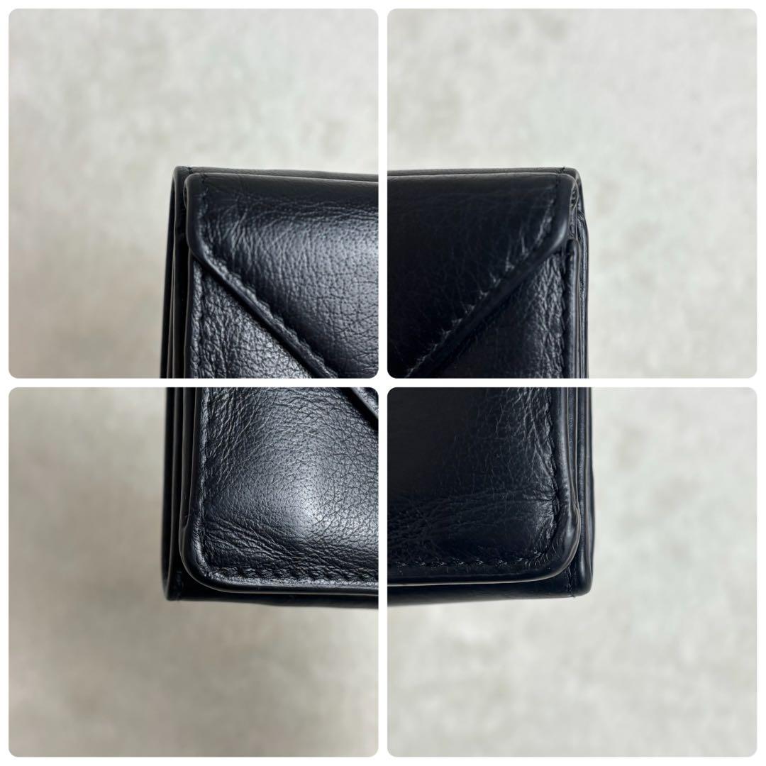 【美品✨】バレンシアガ 三つ折り財布 ペーパーミニウォレット レザー 黒