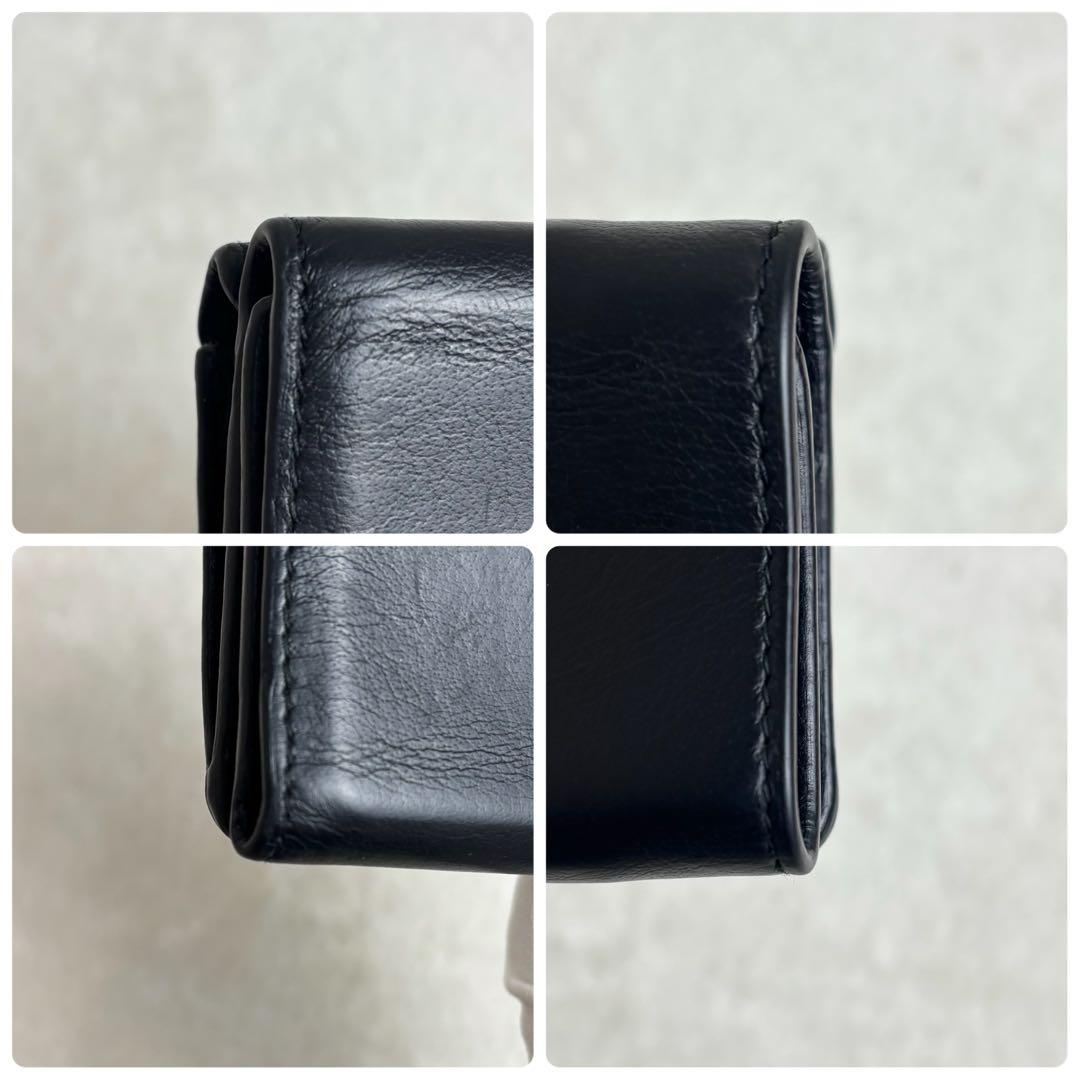 【美品✨】バレンシアガ 三つ折り財布 ペーパーミニウォレット レザー 黒