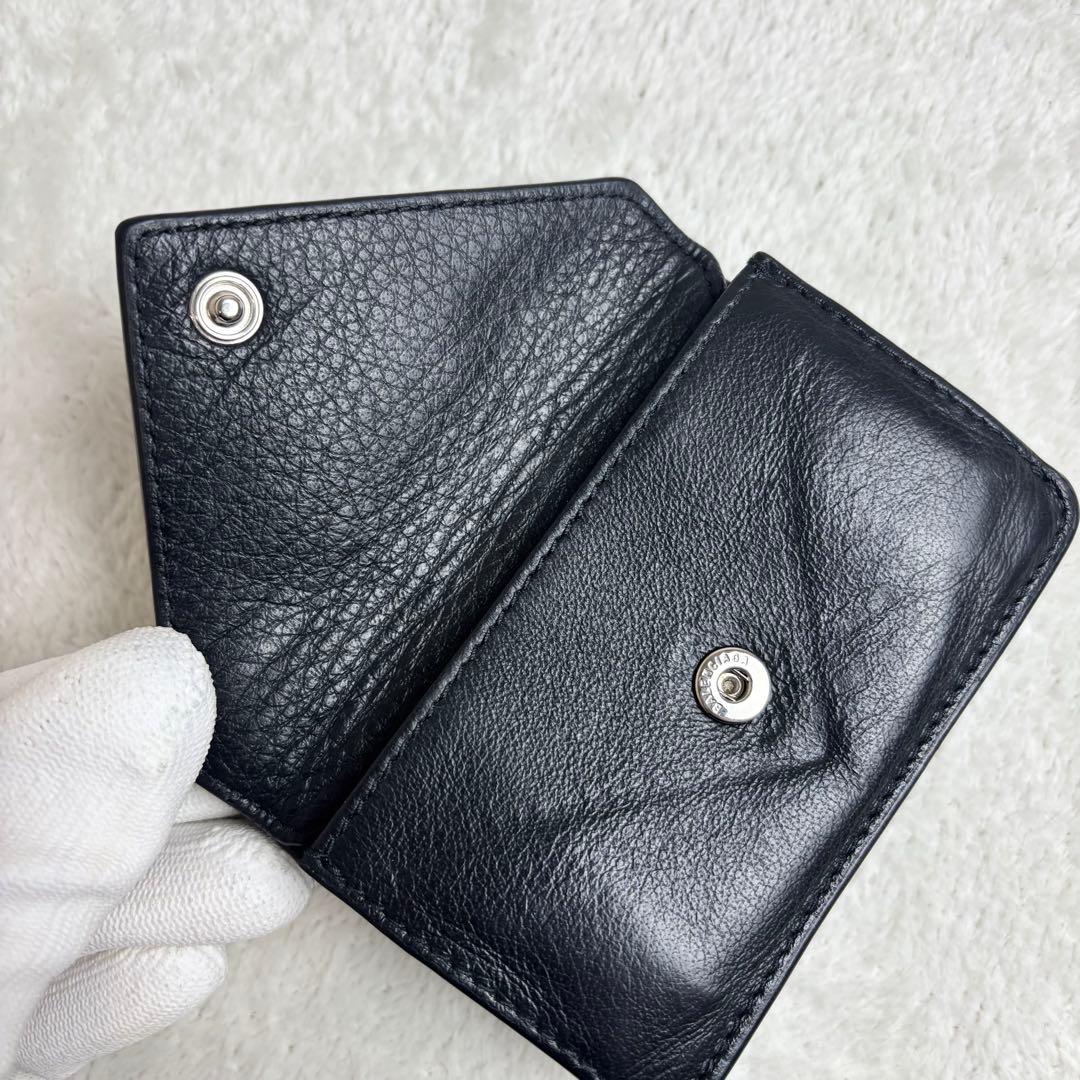 【美品✨】バレンシアガ 三つ折り財布 ペーパーミニウォレット レザー 黒