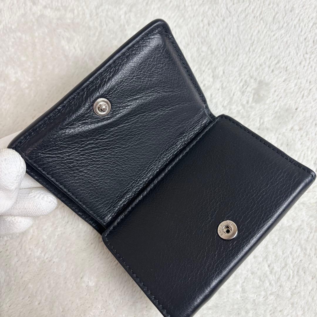 【美品✨】バレンシアガ 三つ折り財布 ペーパーミニウォレット レザー 黒
