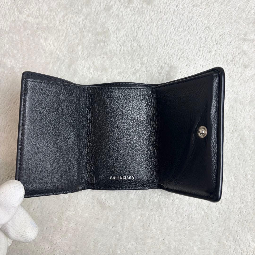 【美品✨】バレンシアガ 三つ折り財布 ペーパーミニウォレット レザー 黒