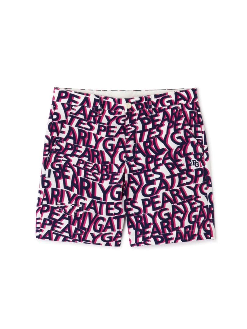 パーリーゲイツストレッチサッカーストライプ ショートパンツウェーブロゴ柄サイズ6