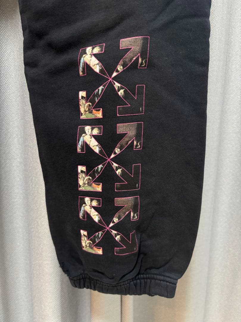 [正規品]Off-White ブラック プリントパンツ Sサイズ