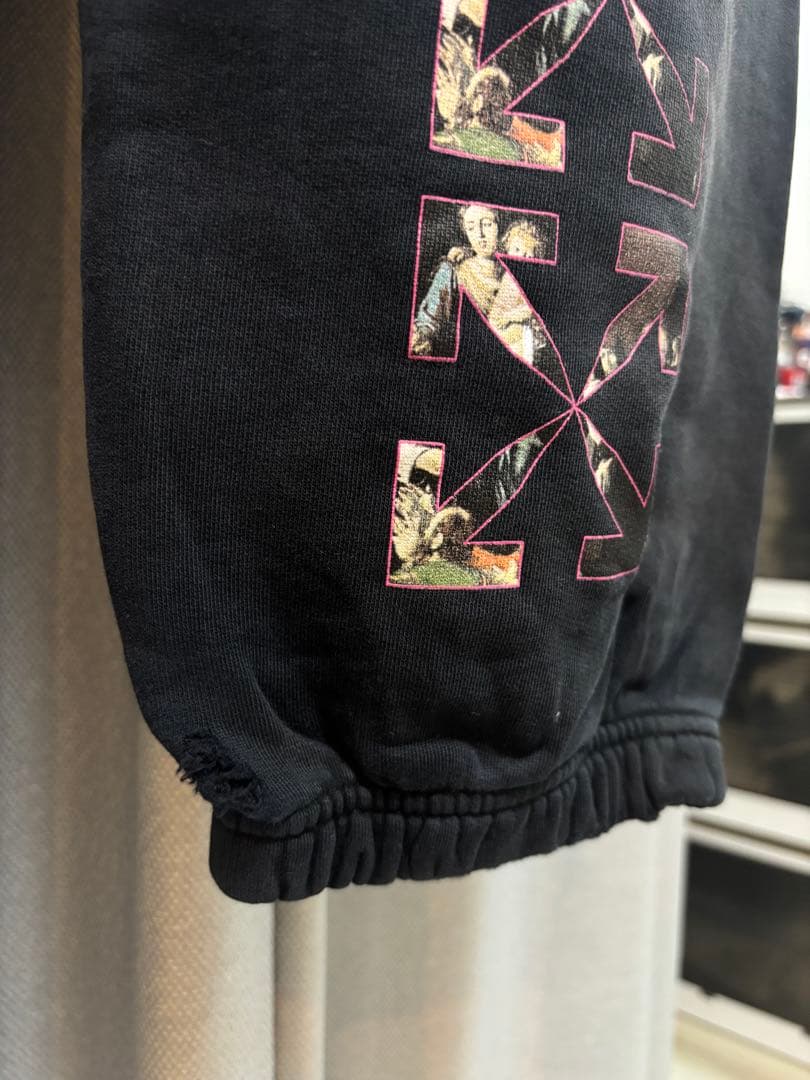 [正規品]Off-White ブラック プリントパンツ Sサイズ