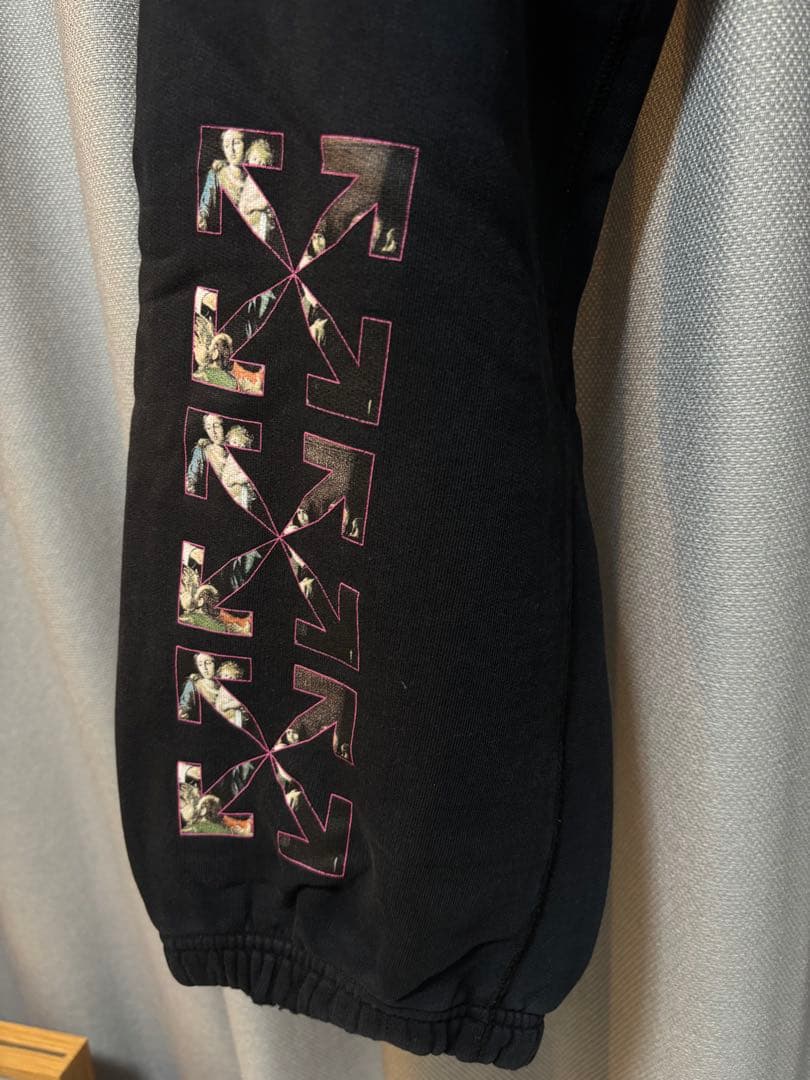 [正規品]Off-White ブラック プリントパンツ Sサイズ