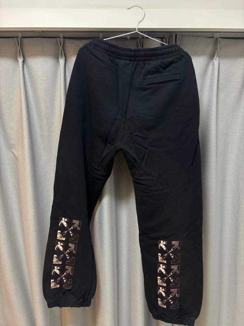 [正規品]Off-White ブラック プリントパンツ Sサイズ