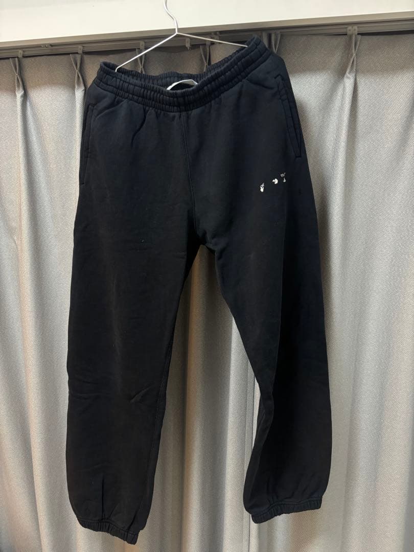 [正規品]Off-White ブラック プリントパンツ Sサイズ