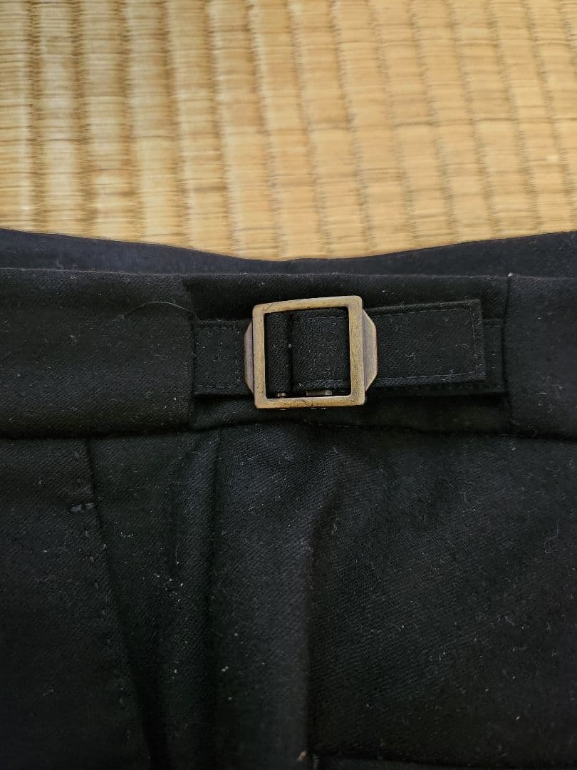 BERWICH 黒 スコッチ スラックス ダブルプリーツ