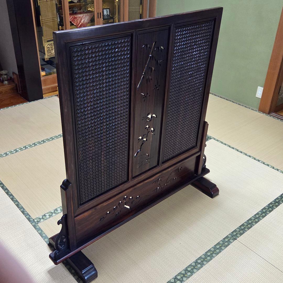 木製和風彫刻入り間仕切り