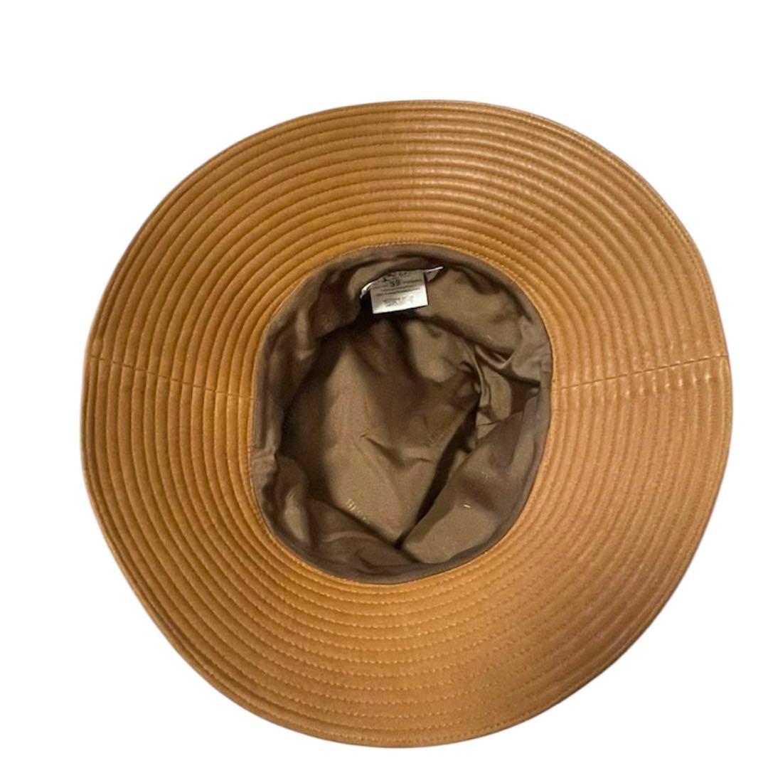 HERMES エルメス　レザー　ギャザー　バケット　ハット　ラムスキン　59