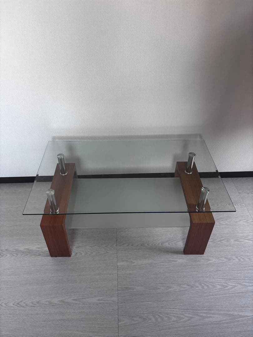 ガラスと木製のモダンセンターテーブル