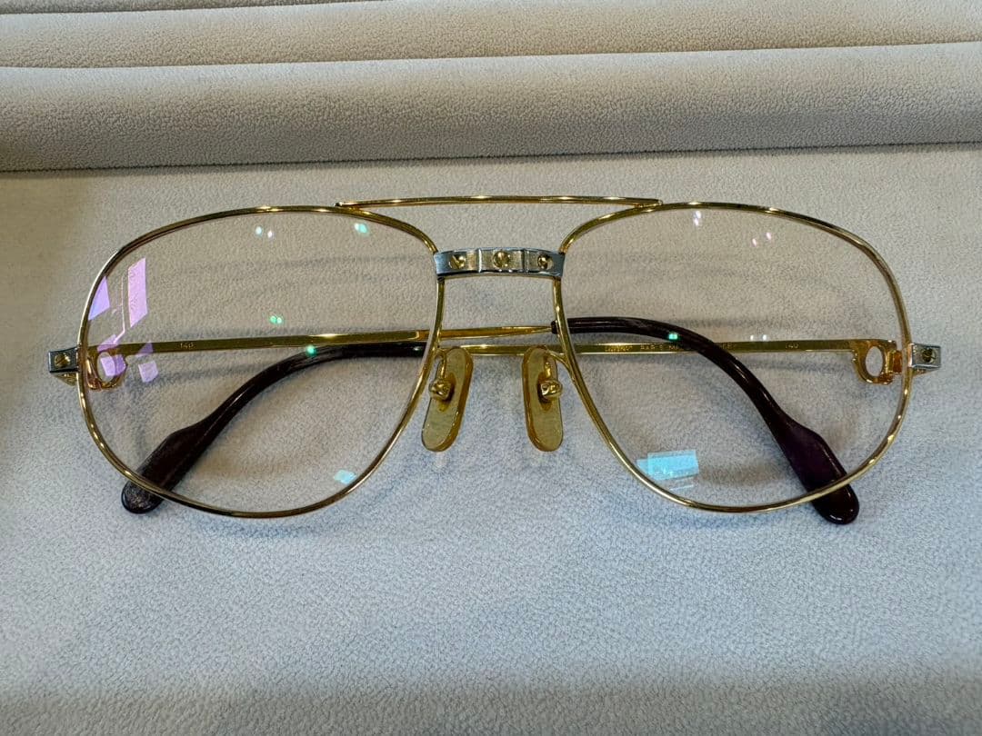 【中古】Cartier カルティエ 眼鏡 ヴィンテージ ツーブリッジ サントス