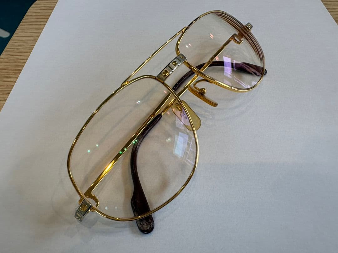 【中古】Cartier カルティエ 眼鏡 ヴィンテージ ツーブリッジ サントス