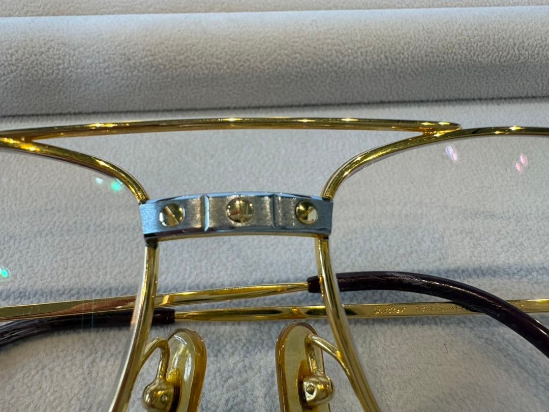 【中古】Cartier カルティエ 眼鏡 ヴィンテージ ツーブリッジ サントス