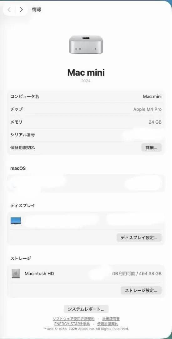 j*n様 Mac mini M4 Pro 12/16コア 24GB 512GB
