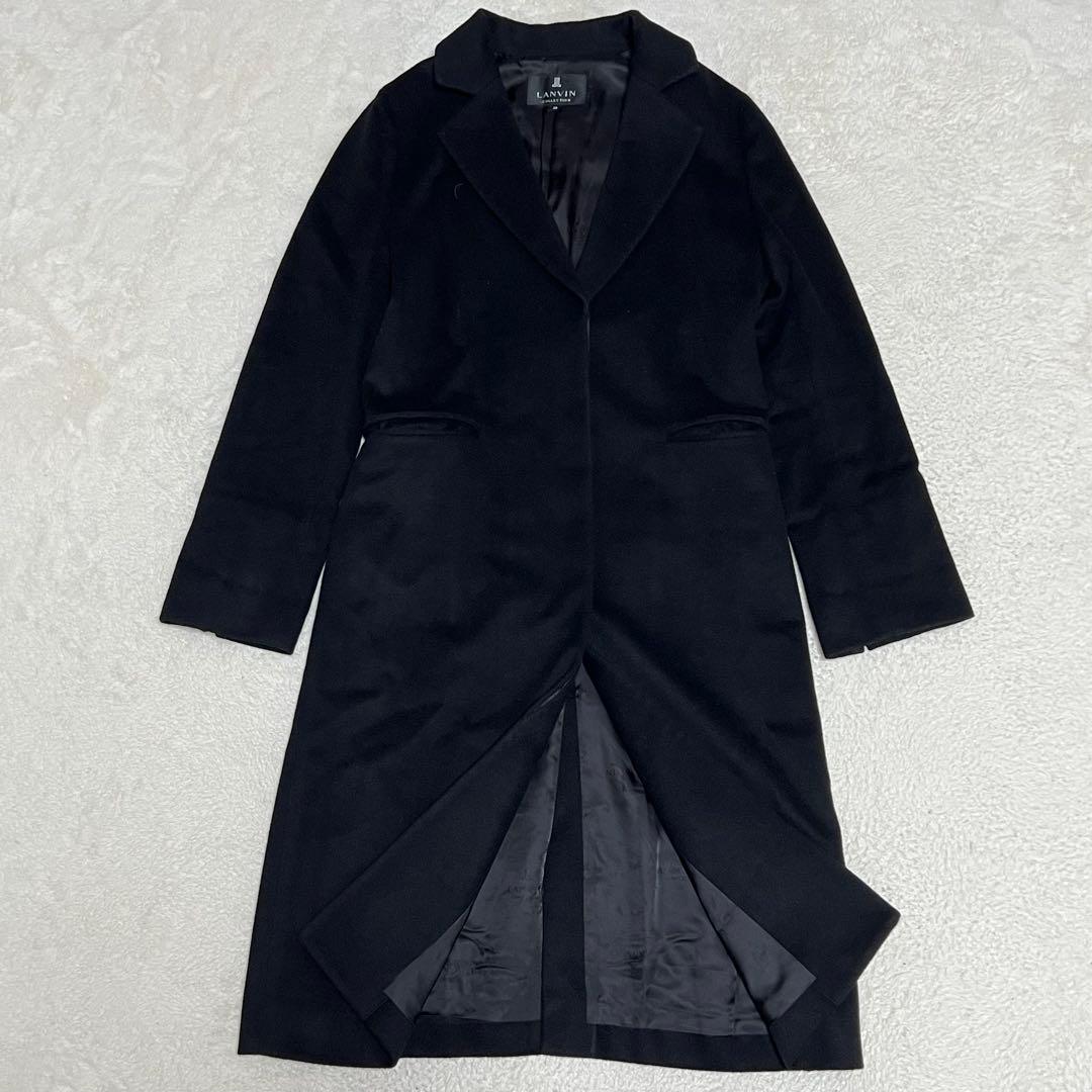 【美品】ランバンコレクション　ロングチェスターコート　カシミヤ100％　黒　38
