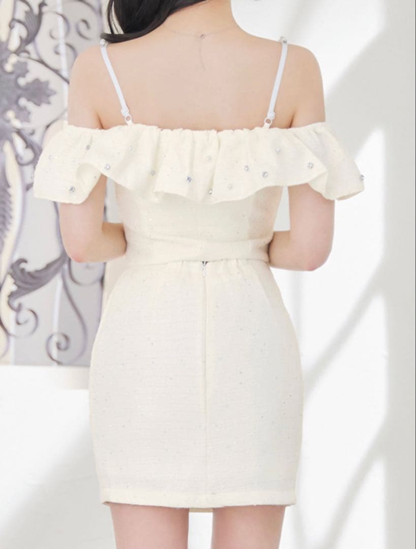 フリルビジューオフショルスパンコールセットアップドレス/キャバドレスJEWELS