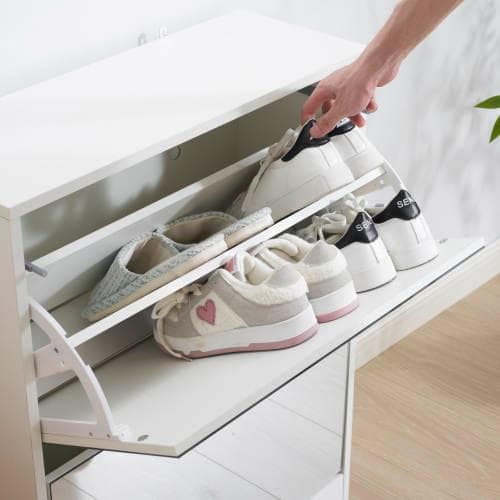 【鏡タイプ】下駄箱3段 シューズラック 玄関収納 ひとり暮らし スリムタイプ