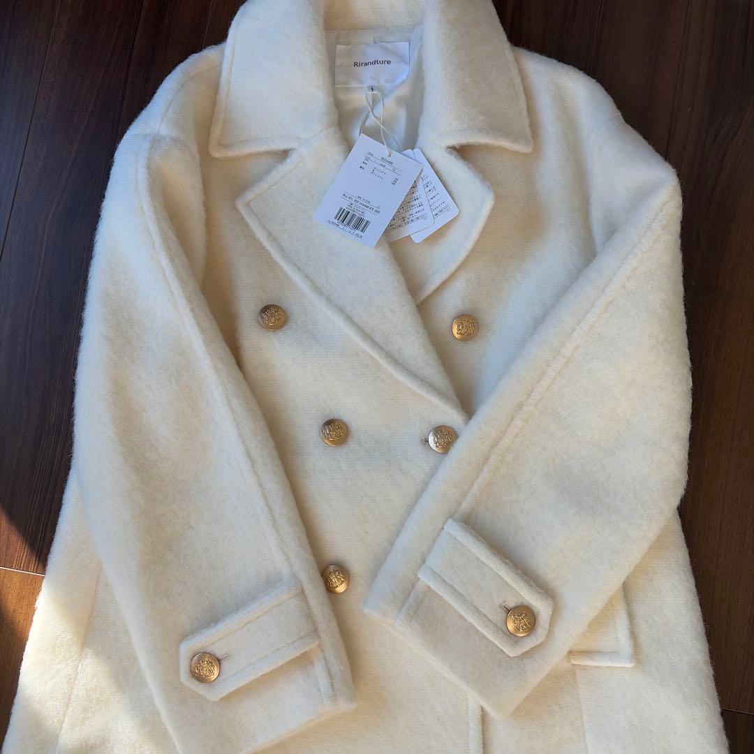 Rirandture アイボリー シャギーPコート S