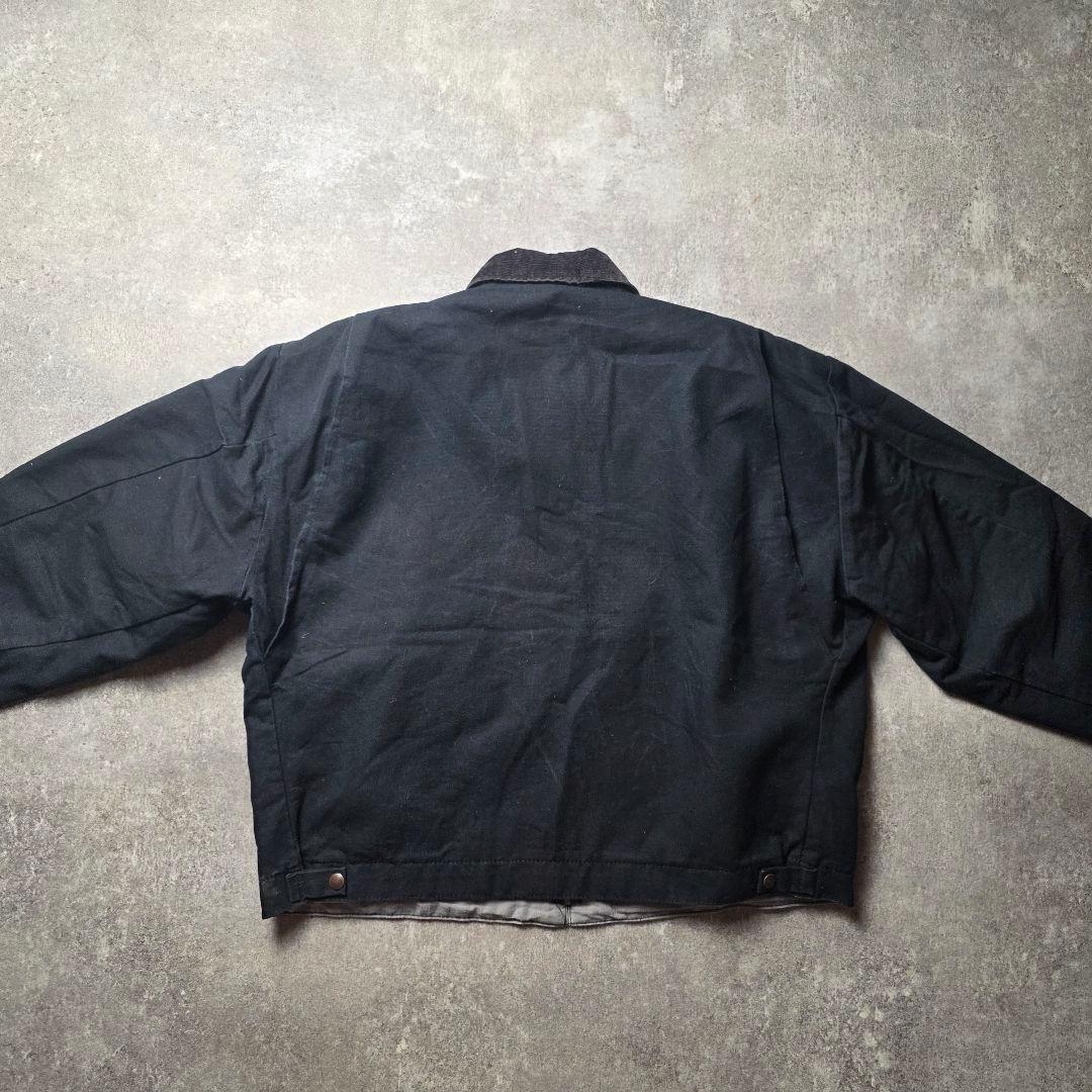 USA製デトロイトジャケットダック地Pella企業ロゴ短丈裏チェックブラックXL