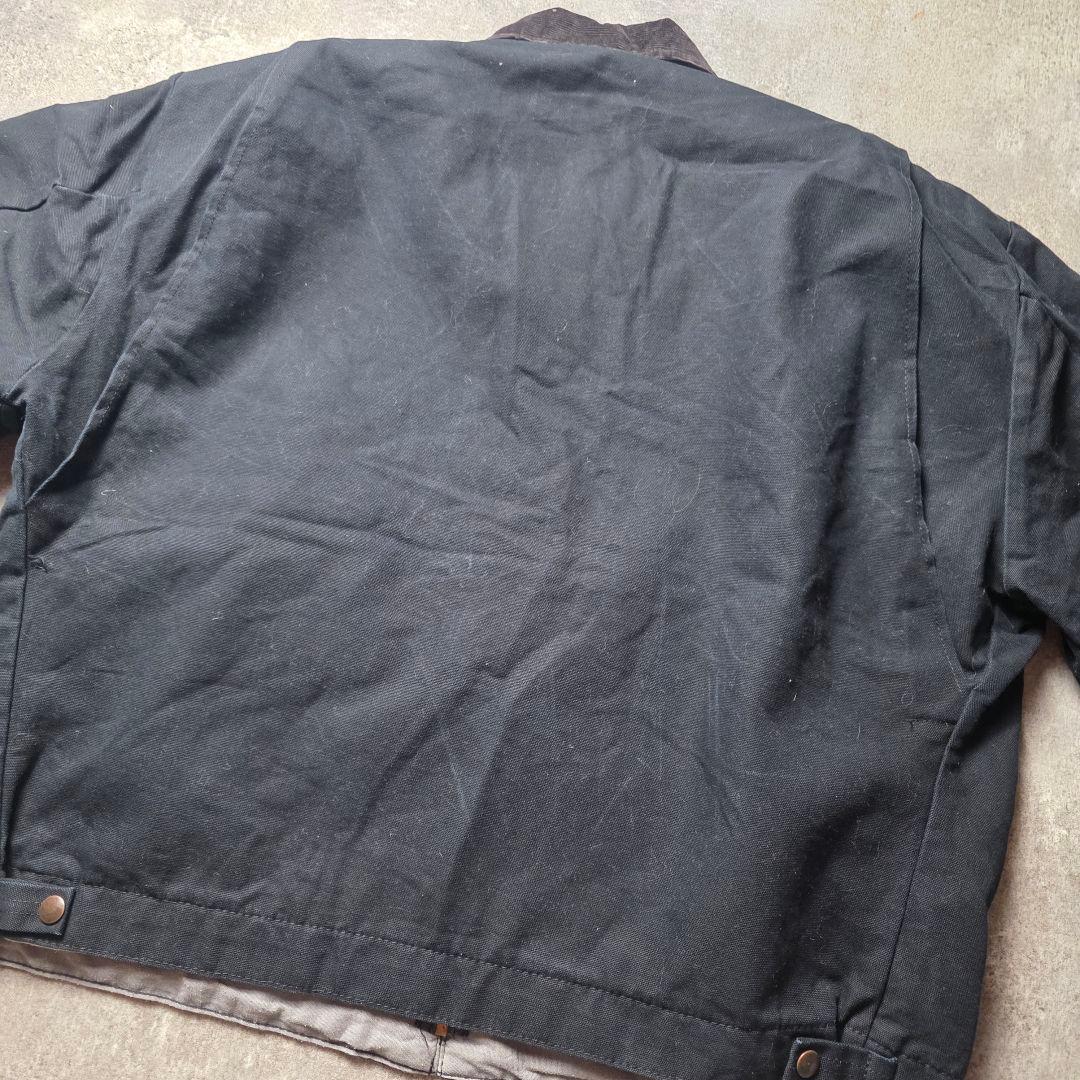 USA製デトロイトジャケットダック地Pella企業ロゴ短丈裏チェックブラックXL