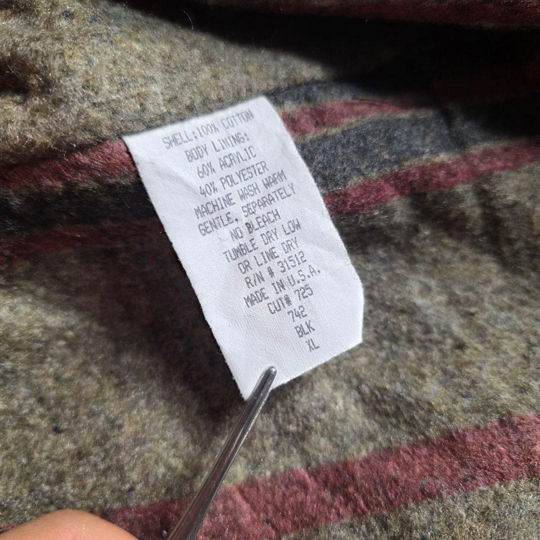 USA製デトロイトジャケットダック地Pella企業ロゴ短丈裏チェックブラックXL