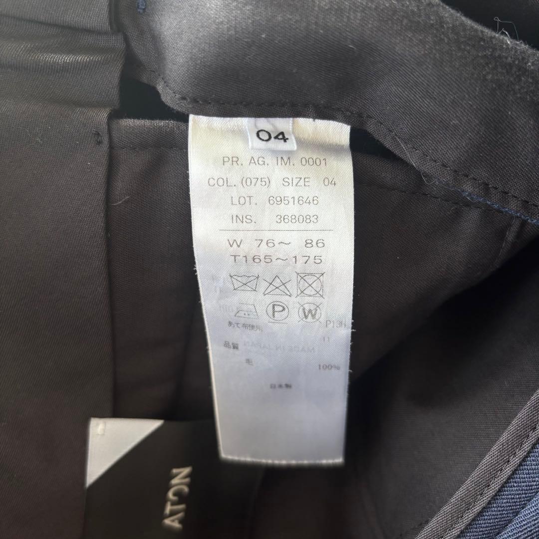 パンツ ATON BACK SATIN BASIC PANTS Navy