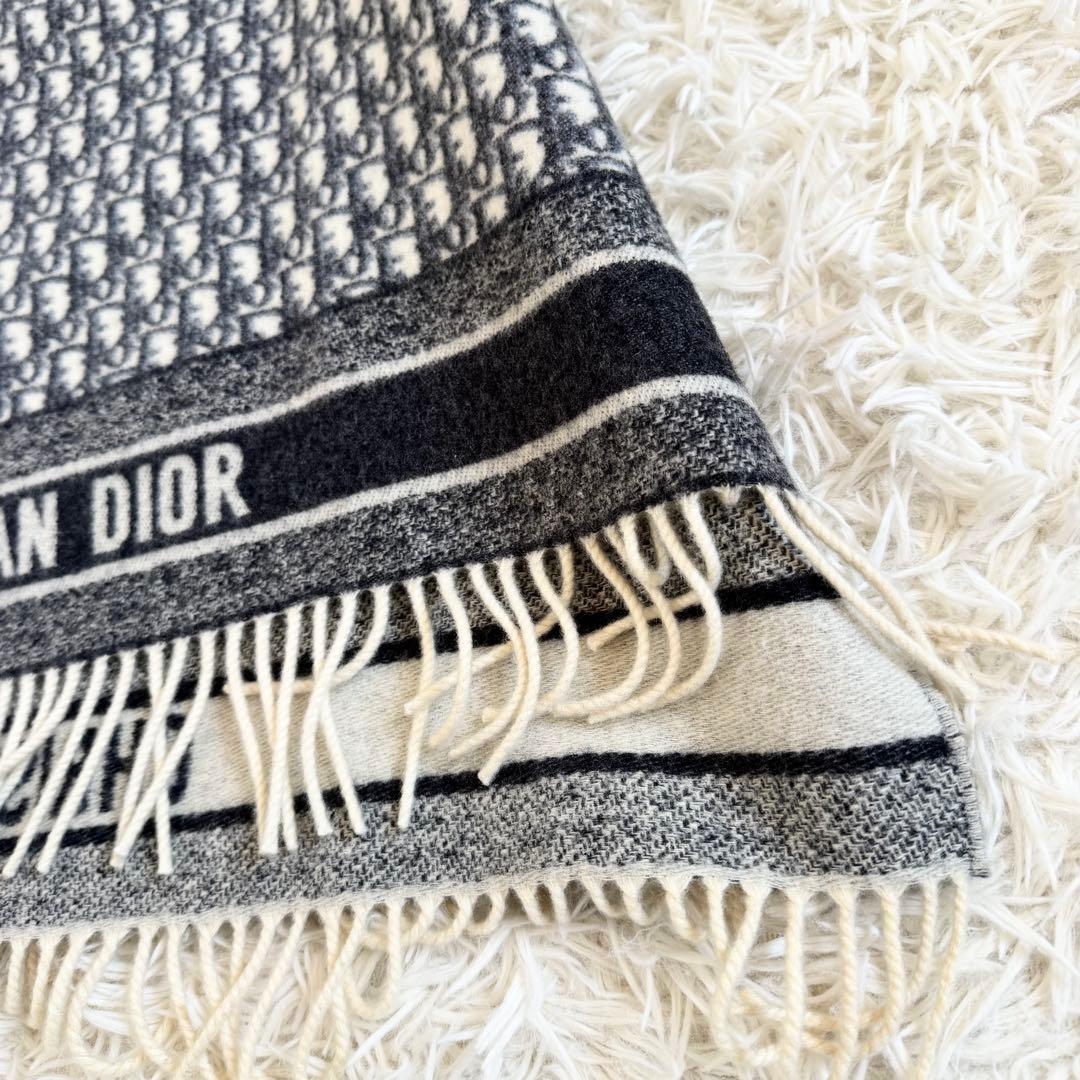 未使用級　カシミヤ100%　ディオール　ポンチョ　シグネチャーバンドロゴ　紺