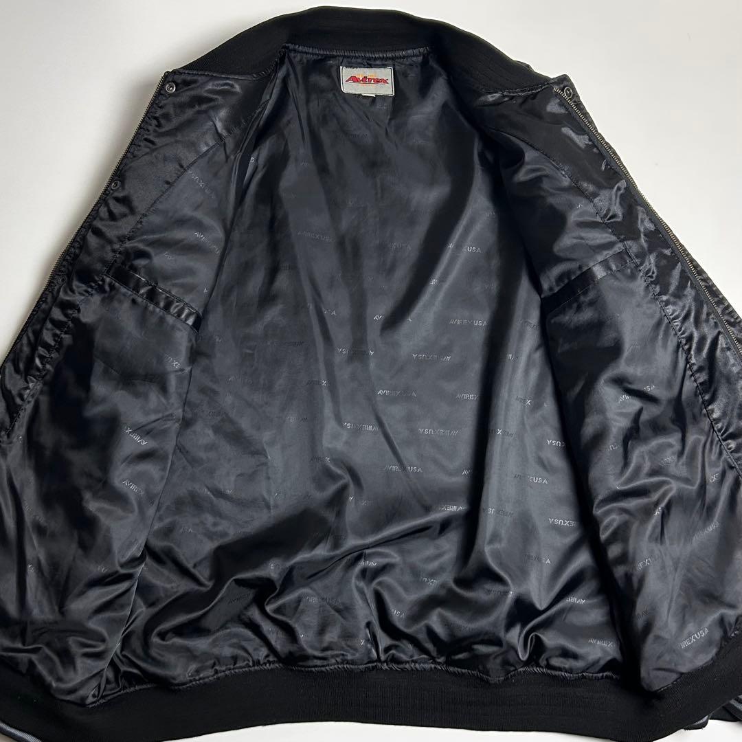 【90s】AVIREX/アヴィレックス/スタジャン/ブルゾン/ブラック/XL