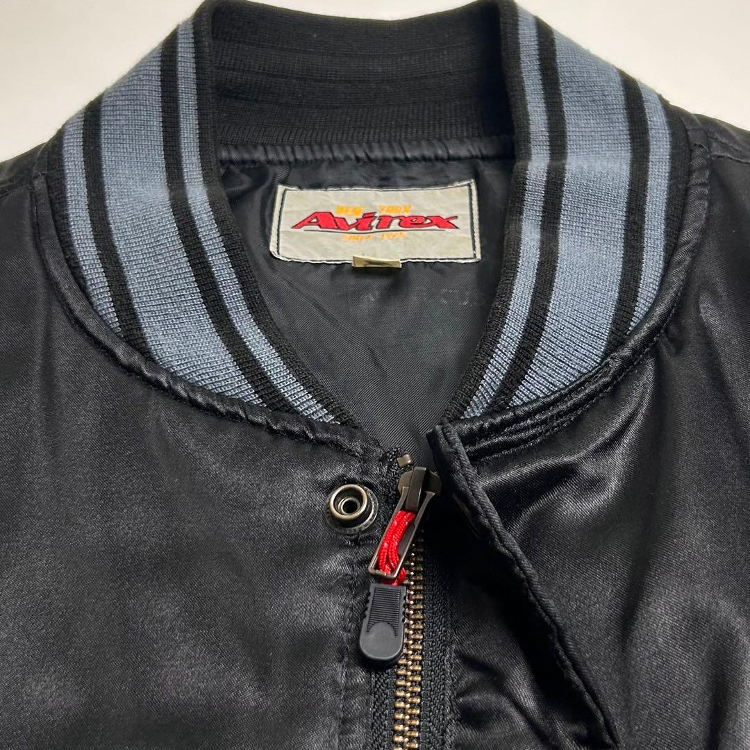 【90s】AVIREX/アヴィレックス/スタジャン/ブルゾン/ブラック/XL