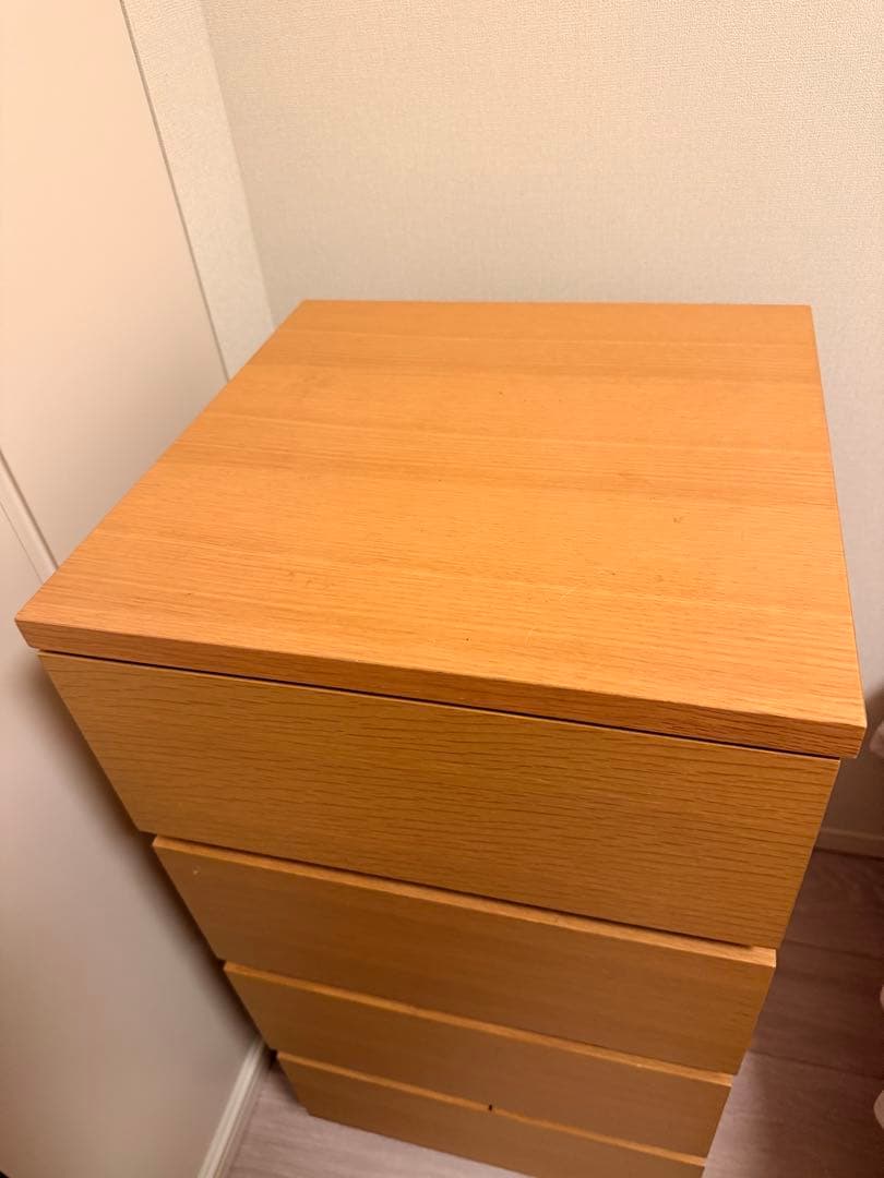 ナチュラル木製4段チェスト