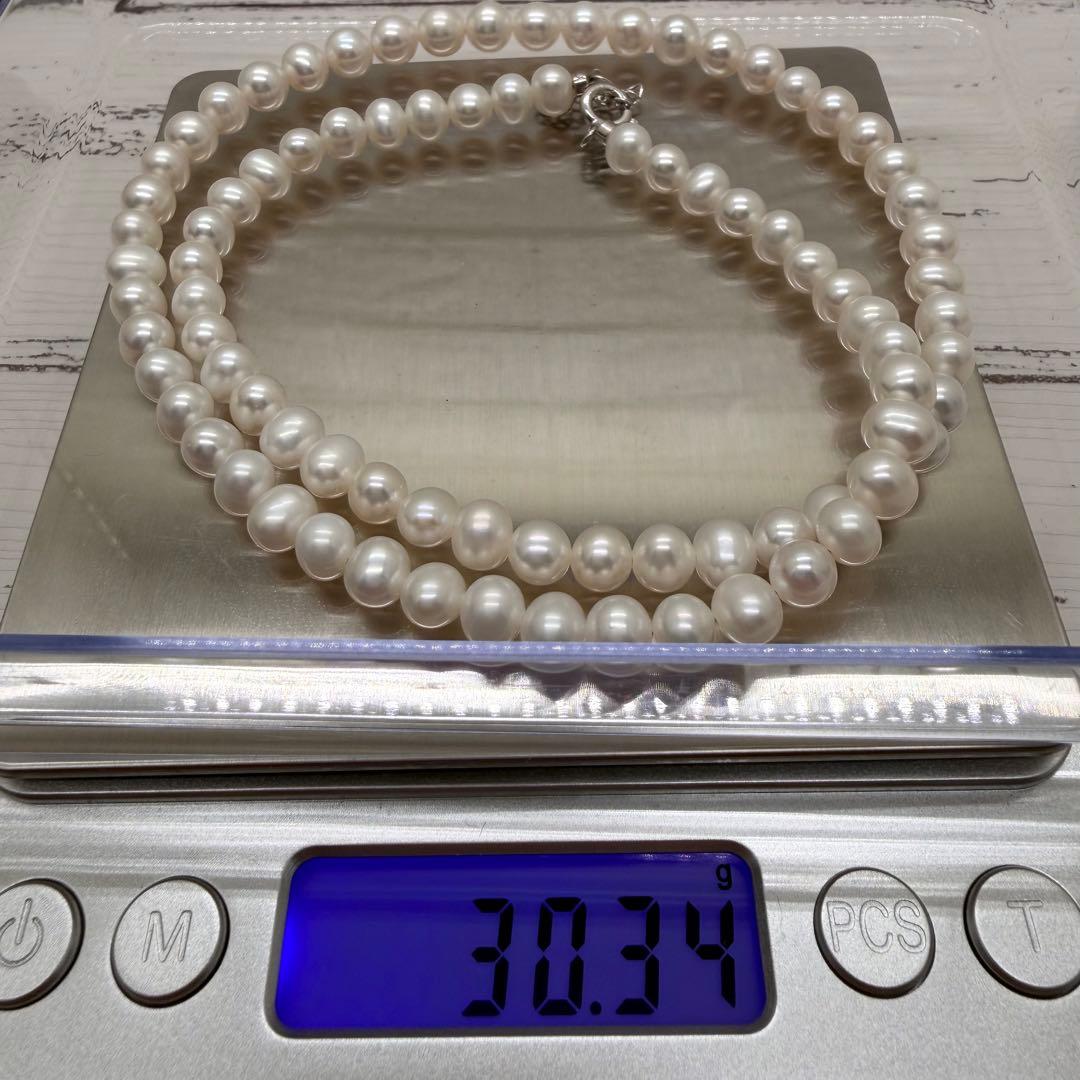 【テリ強】 本真珠　パール　ネックレス　6.5-7.0mm　30.34g