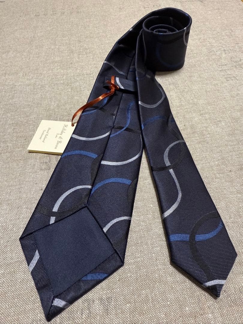 【新品】Holliday & Brown／WAVEジャガードタイ／ネイビー