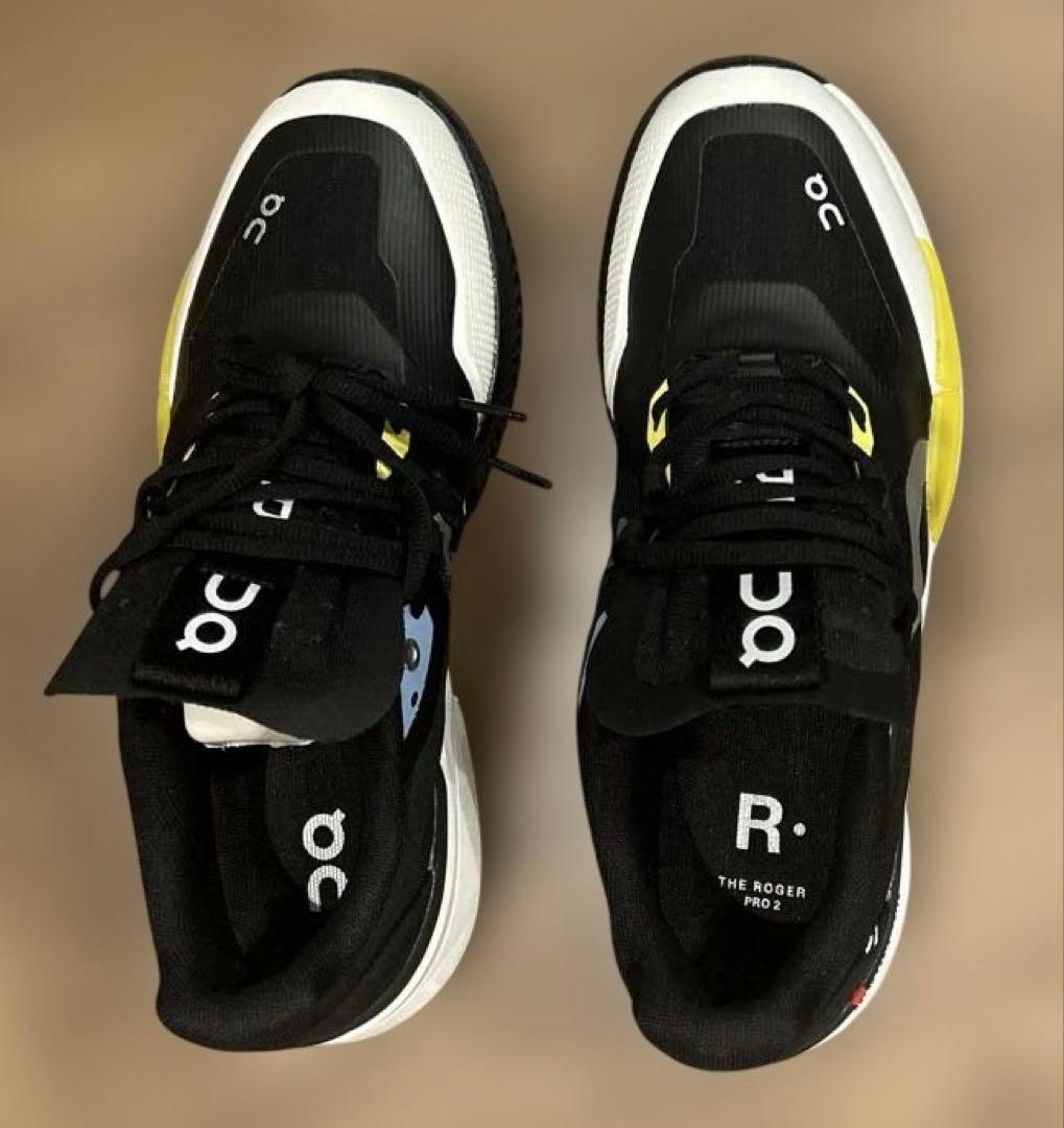 On テニスシューズ 黒/ レモンイエロー　クレーコート　27.5cm 新品
