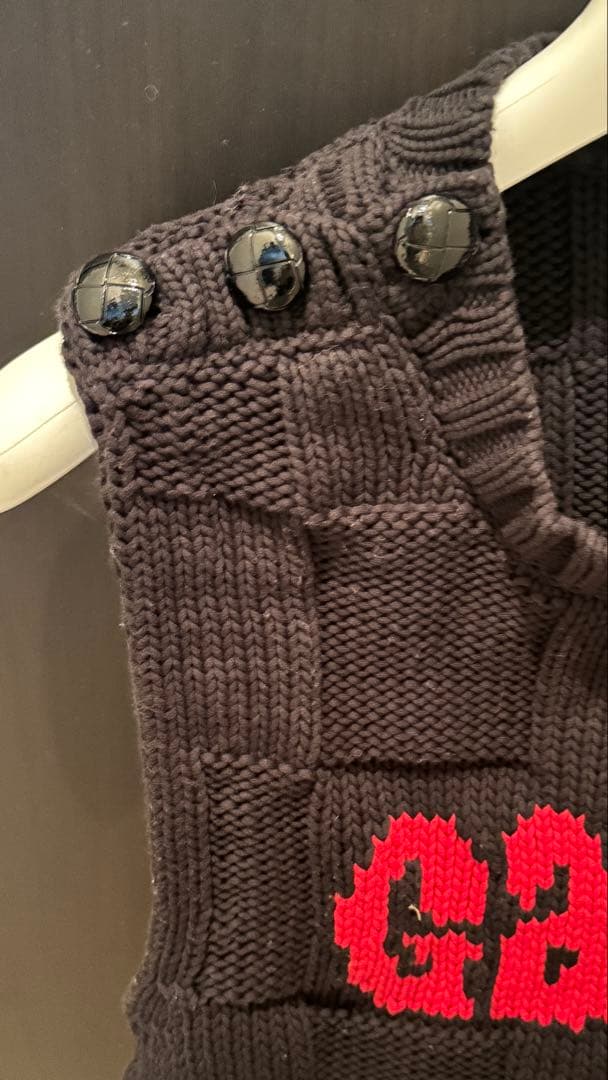 Ganni チェック柄 黒ニットベスト