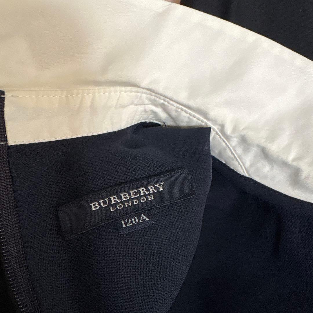 BURBERRY バーバリー 半袖ワンピース 120白襟 濃紺 フォーマル