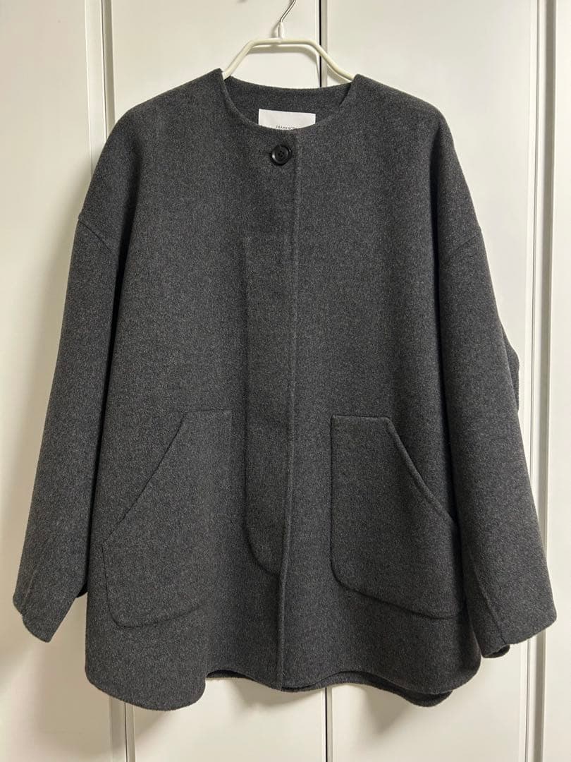 C*i様 ハミルトンリバークルーネックコート36グレー FRAMeWORKフレー