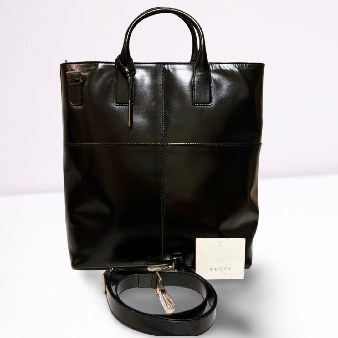 【正規品】グッチ GUCCI レザー 2WAY トートバッグ 黒 A4 男女兼用