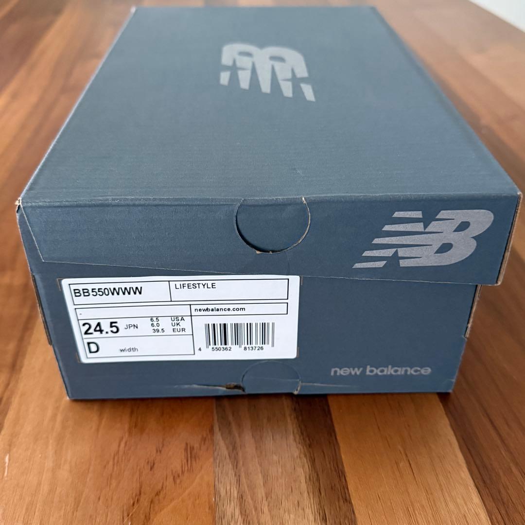 New Balance ホワイトスニーカー BB550 WWW 24.5cm D