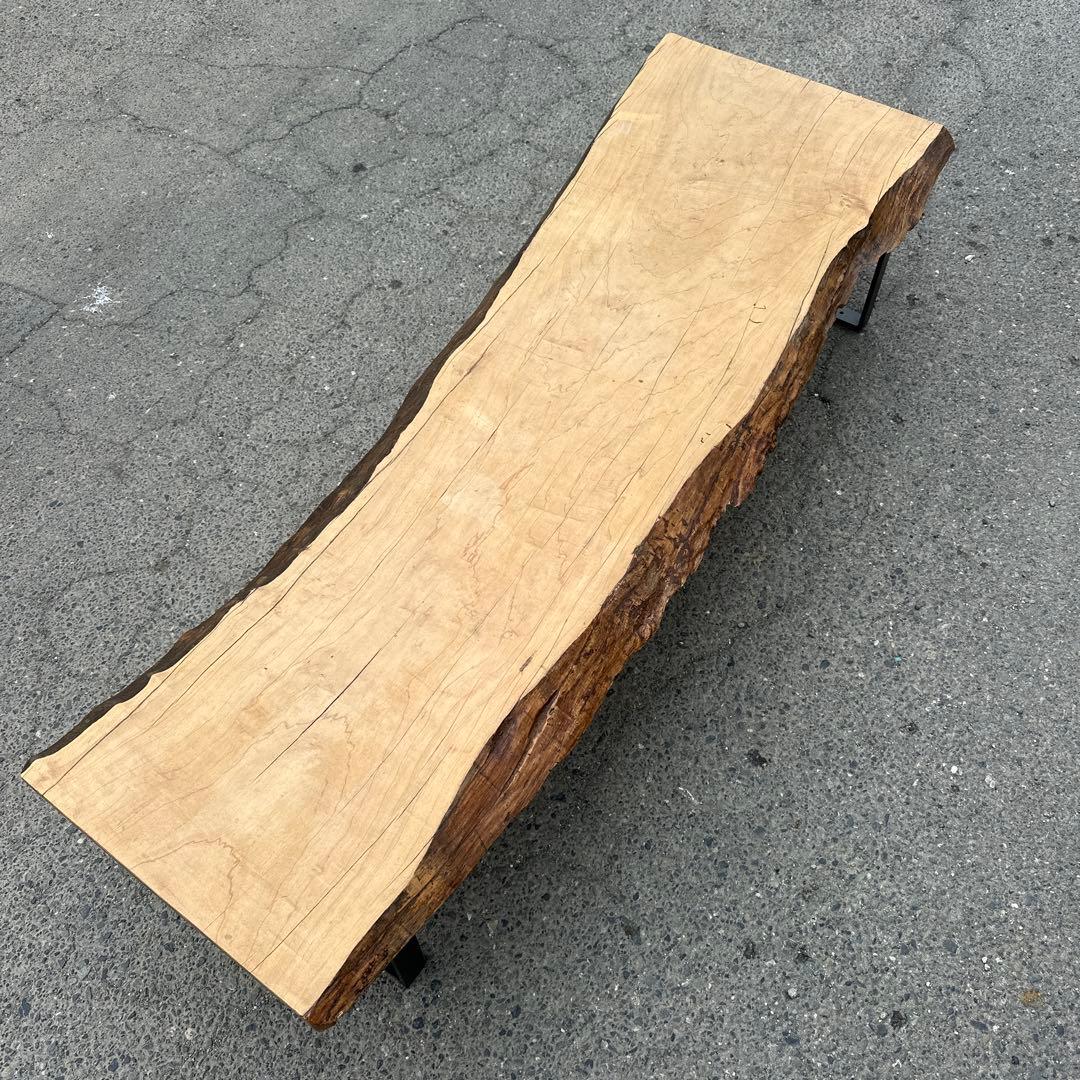 一枚板　テーブル　無垢　アイアン脚　ベンチ　ローテーブル　耳付き　座卓　山小屋