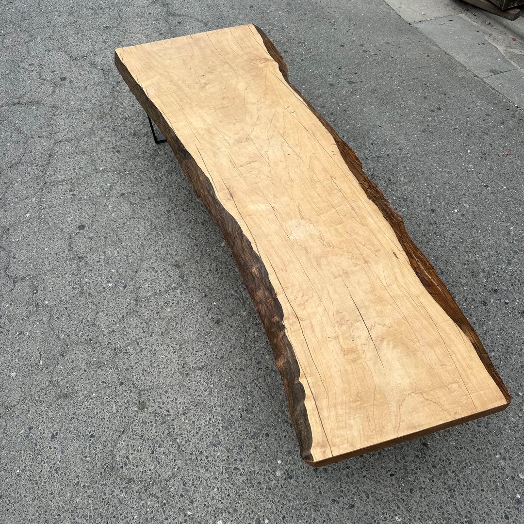 一枚板　テーブル　無垢　アイアン脚　ベンチ　ローテーブル　耳付き　座卓　山小屋
